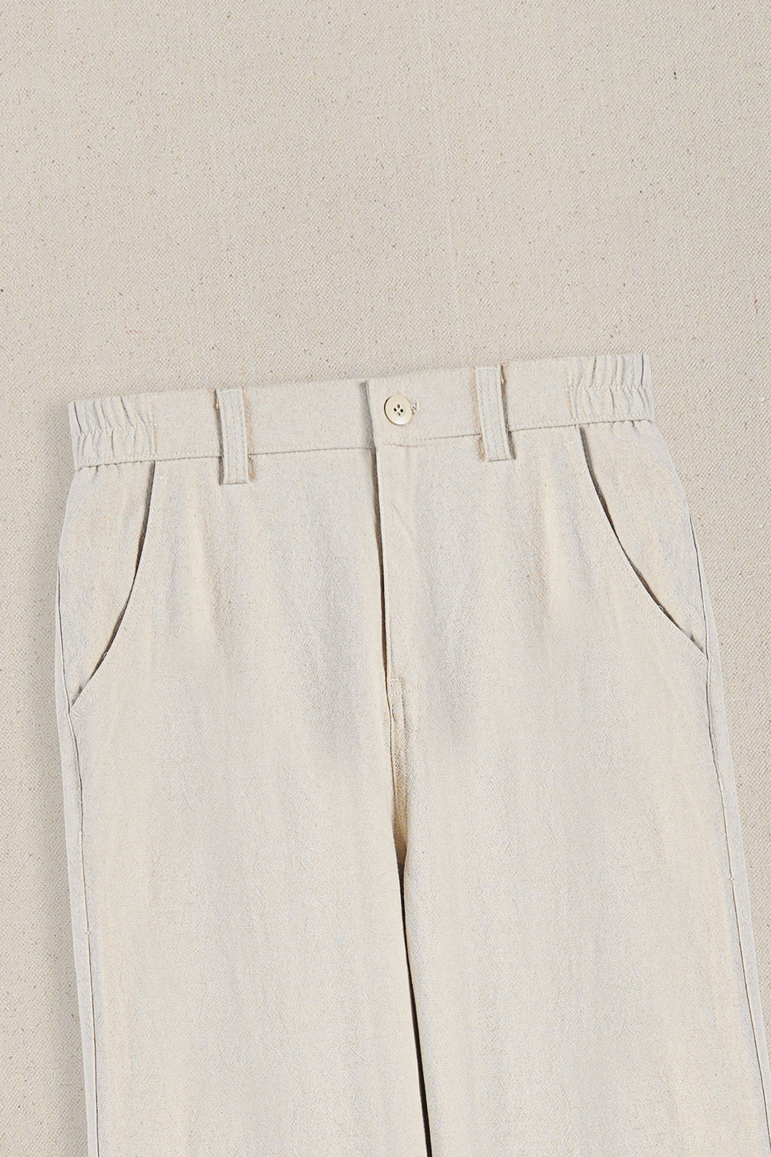 ECRU POCKET TRIM PANTS