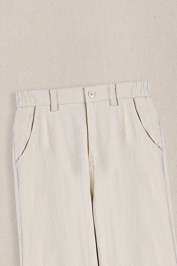 ECRU POCKET TRIM PANTS