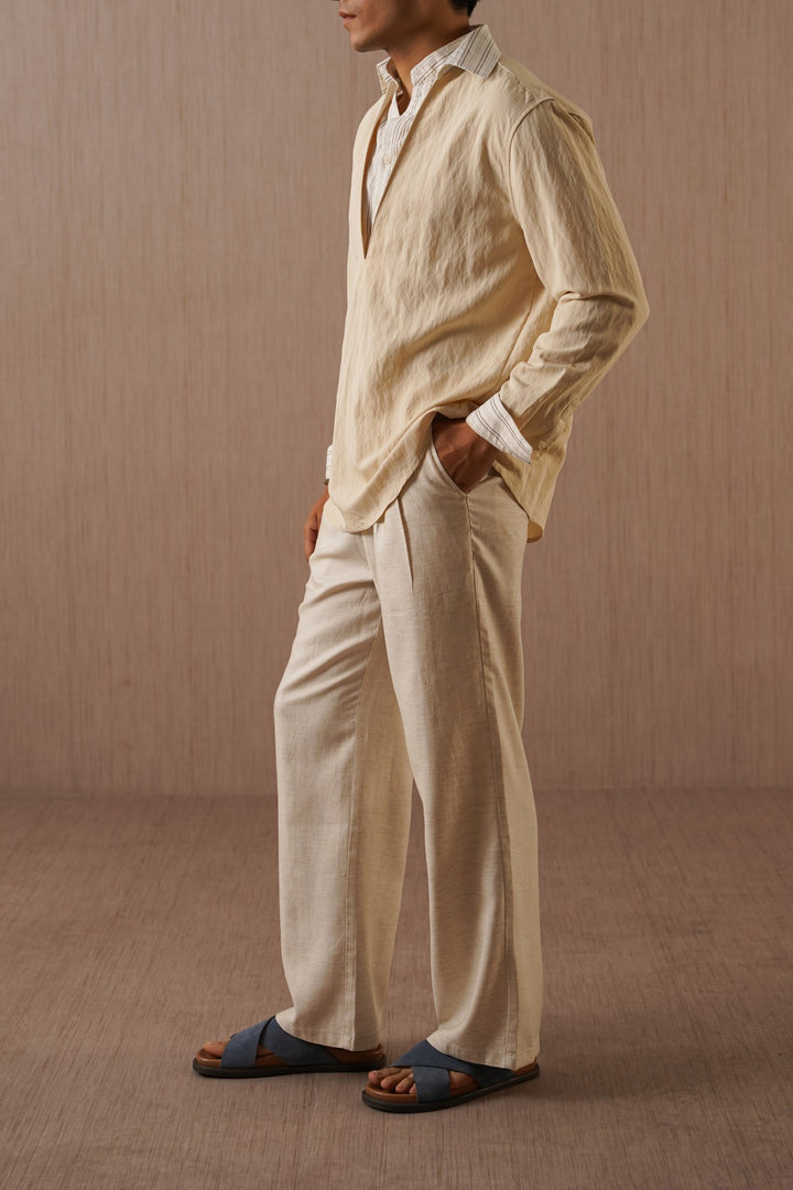 OAT WHITE MELANGE ESSENTIAL FIT TROUSERS