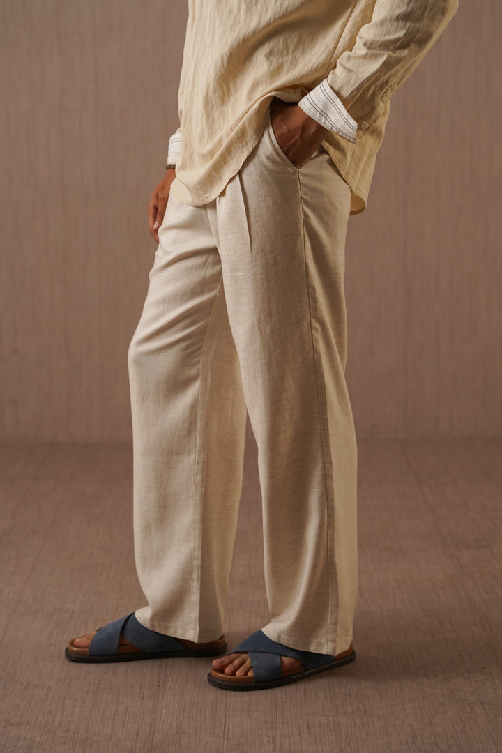 OAT WHITE MELANGE ESSENTIAL FIT TROUSERS