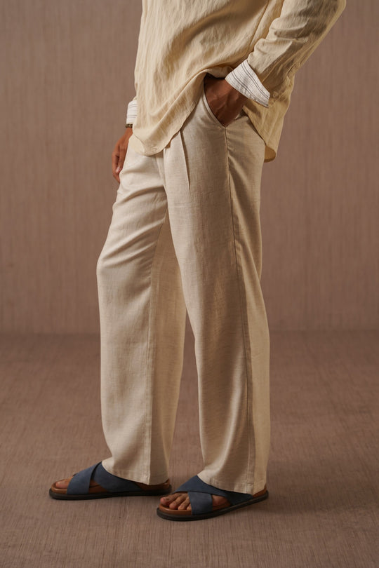 OAT WHITE MELANGE ESSENTIAL FIT TROUSERS