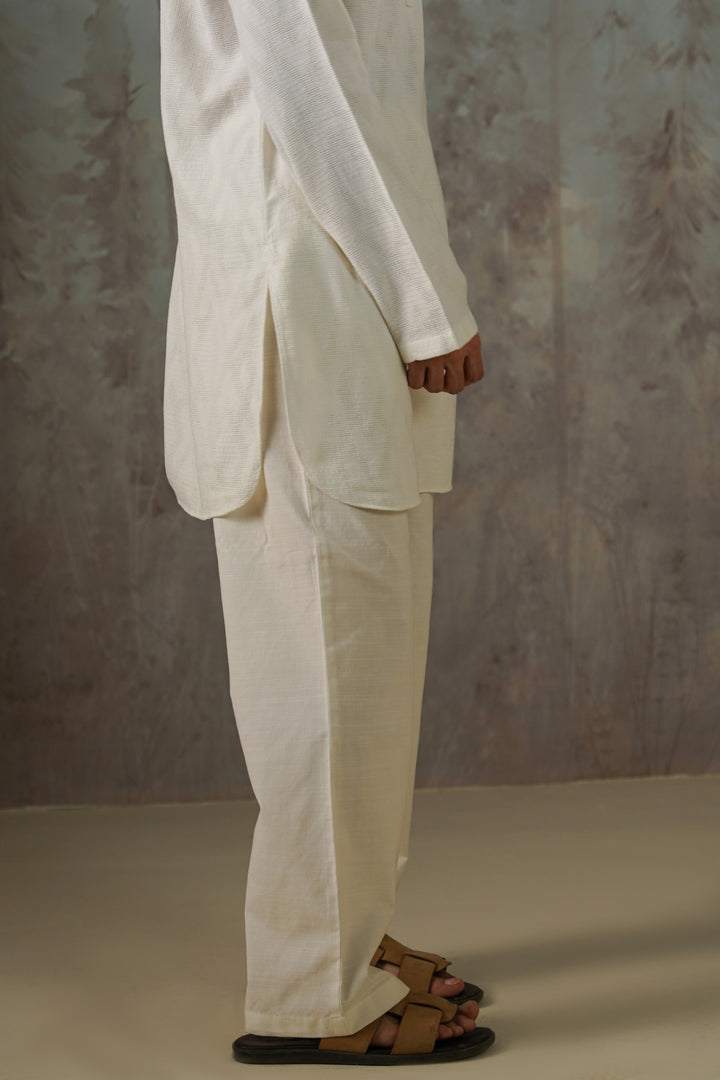 OFF WHITE TEXTURED COTTON PANTS