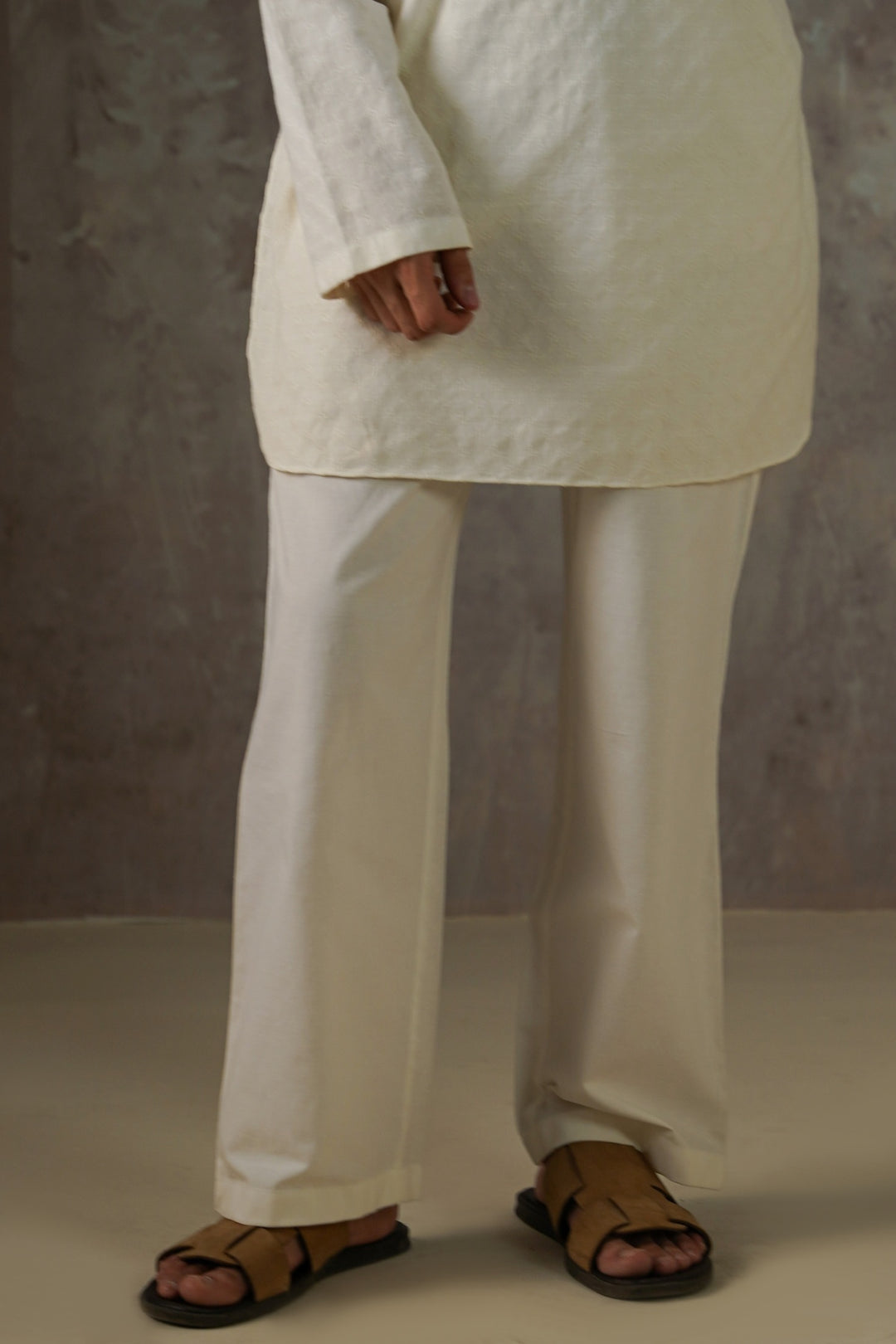 OFF WHITE TEXTURED COTTON PANTS