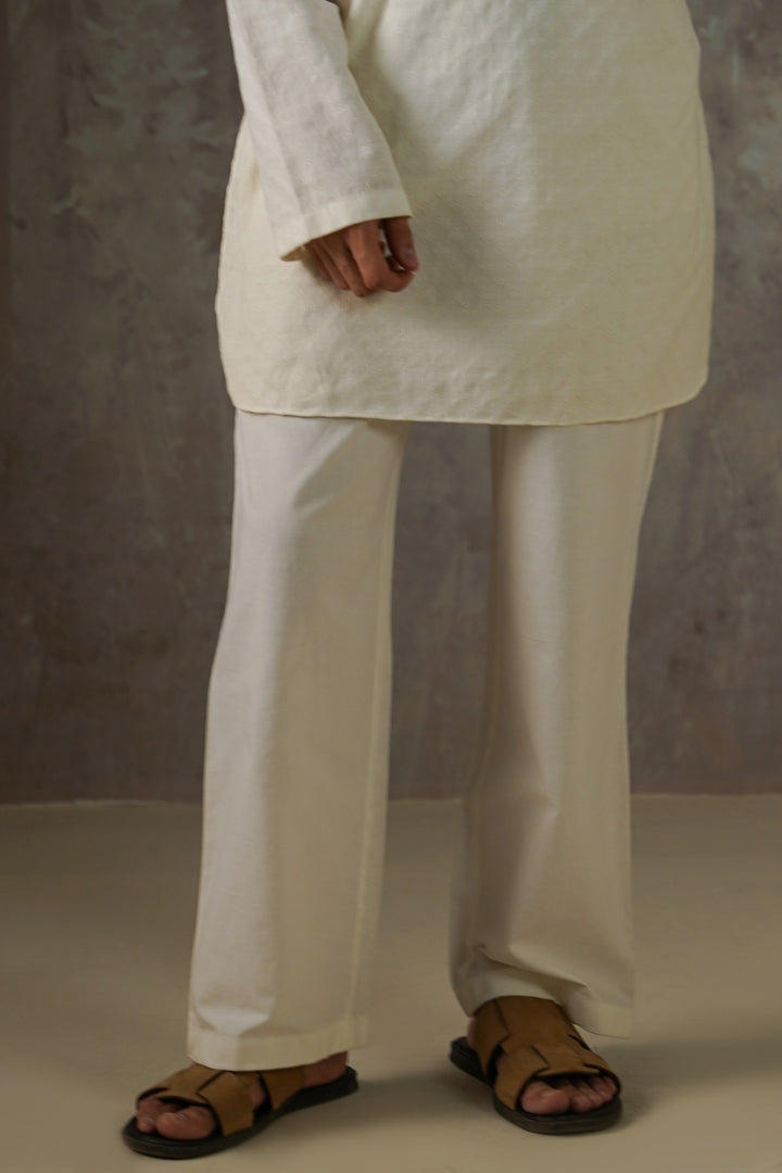 OFF WHITE TEXTURED COTTON PANTS