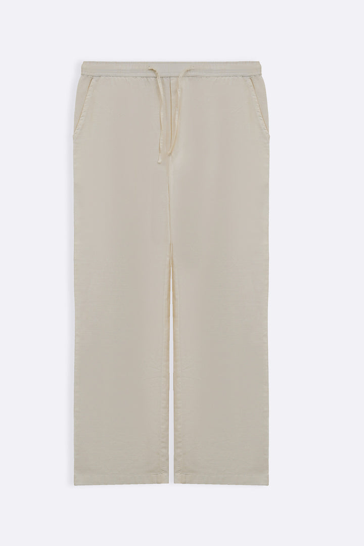 OFF WHITE TEXTURED GEOMETRIC COTTON PANTS