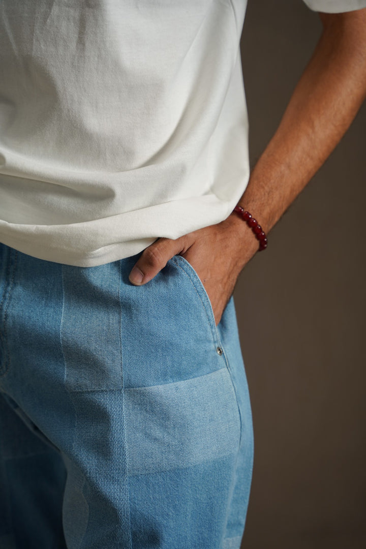 BLUE PATCH EFFECT SHORTS