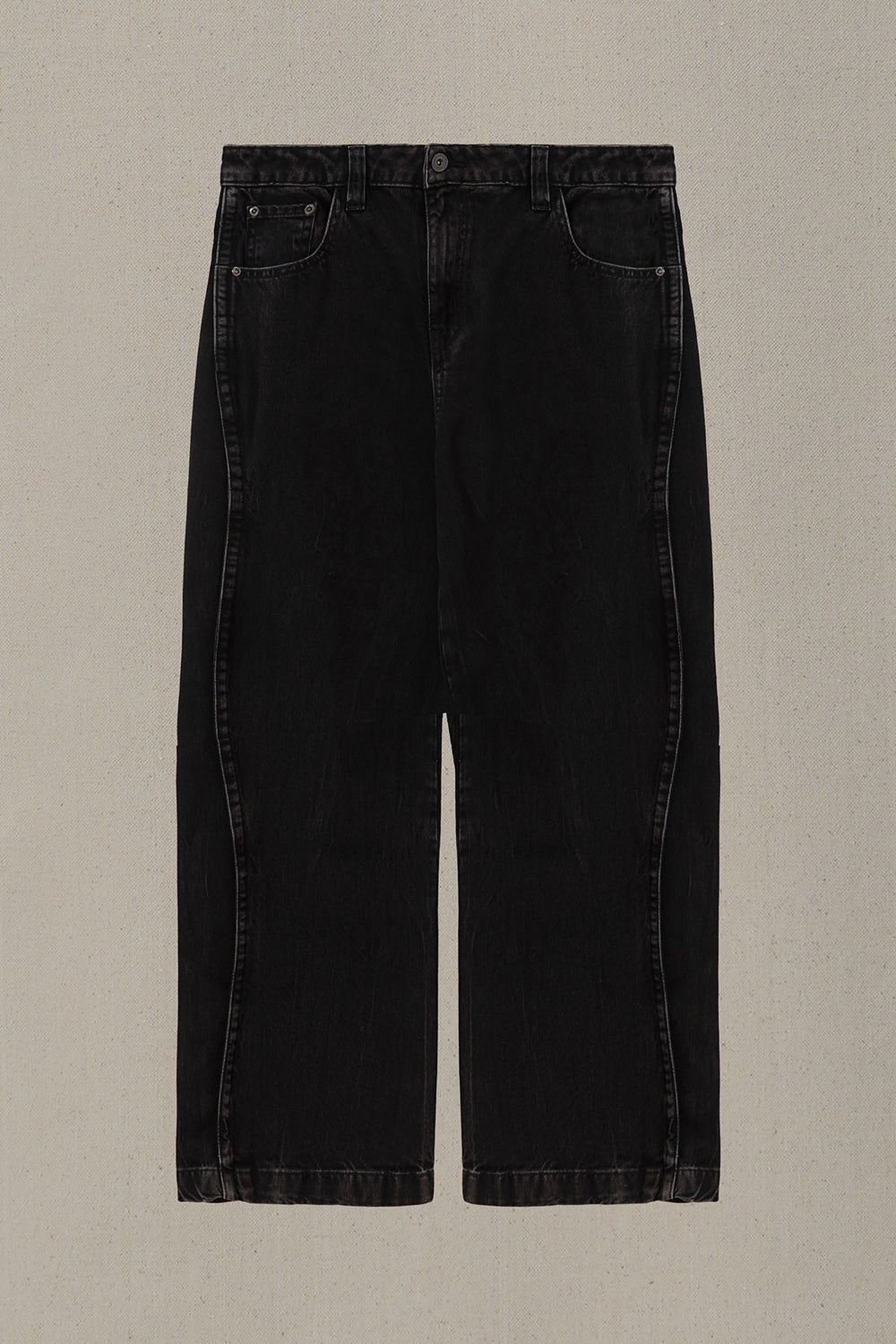 WASHED BLACKED WIDE COTTON JEANS