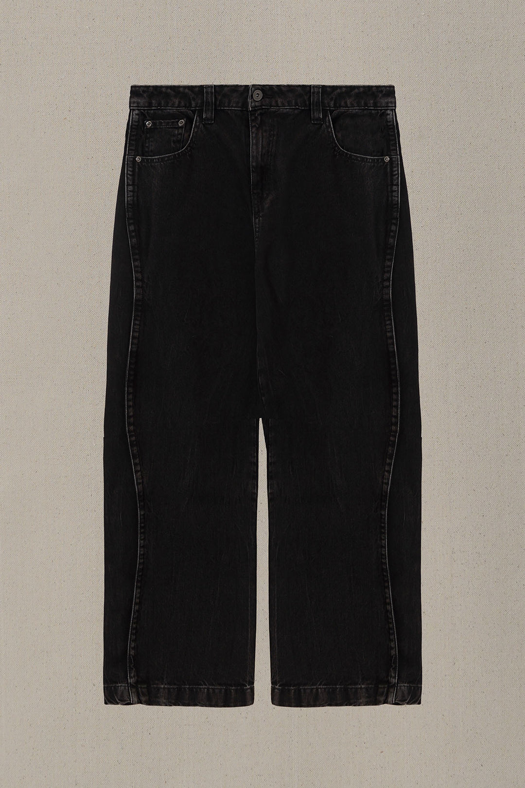 WASHED BLACKED WIDE COTTON JEANS