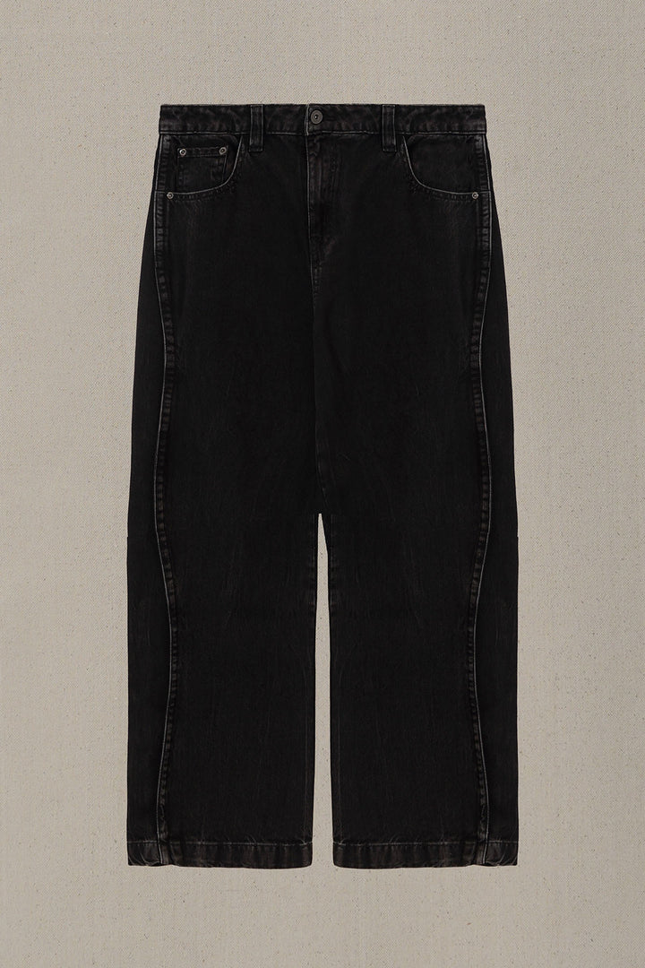 WASHED BLACKED WIDE COTTON JEANS