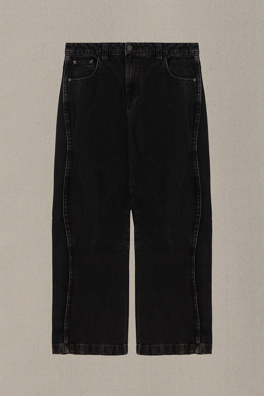 WASHED BLACKED WIDE COTTON JEANS