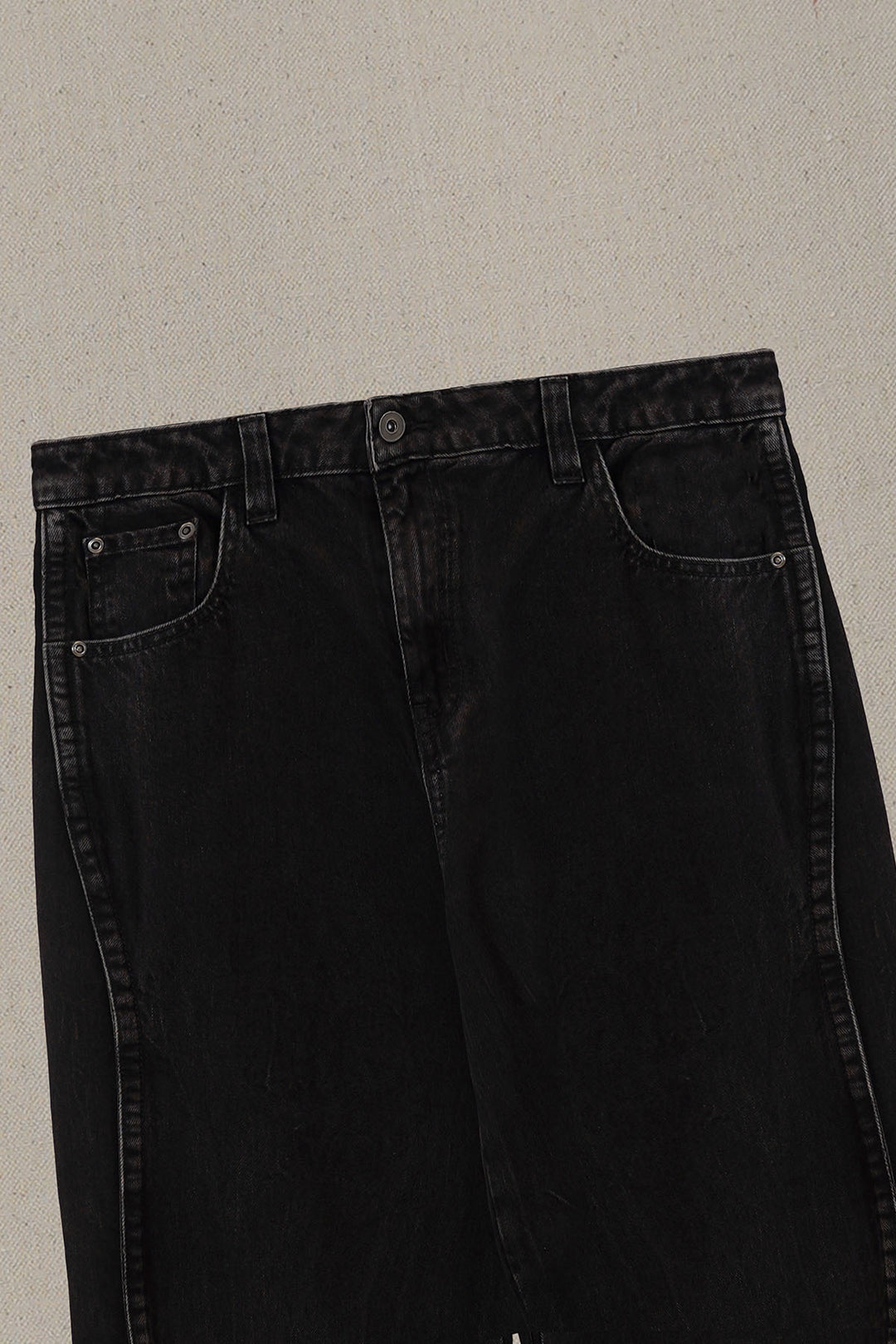 WASHED BLACKED WIDE COTTON JEANS