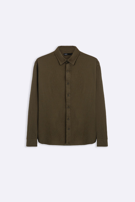 OLIVE QUILT EFFECT JACQUARD SHIRT
