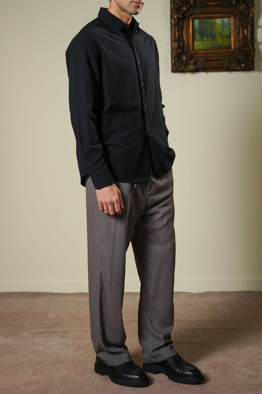 BLACK ABSTRACT JACQUARD SHIRT