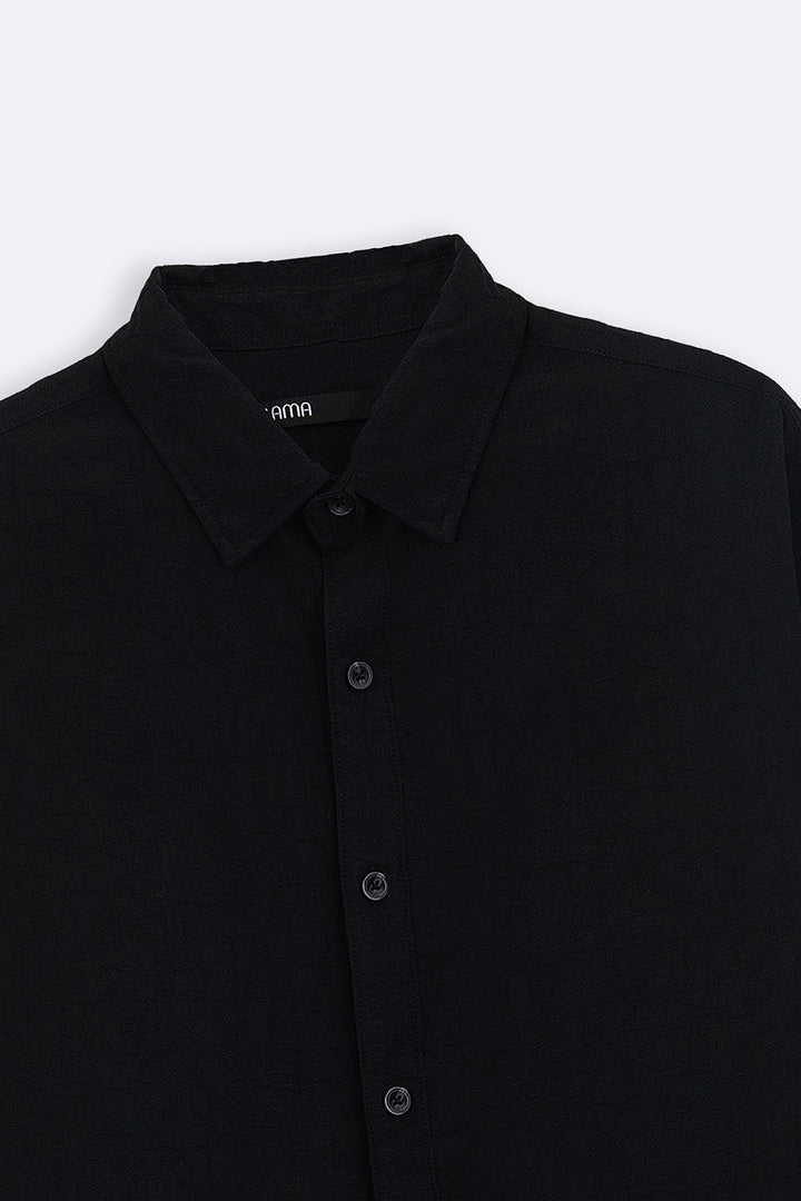 BLACK ABSTRACT JACQUARD SHIRT