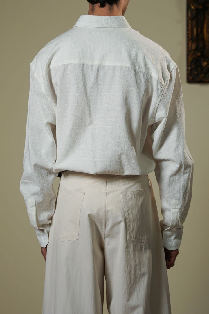 ECRU ABSTRACT JACQUARD SHIRT
