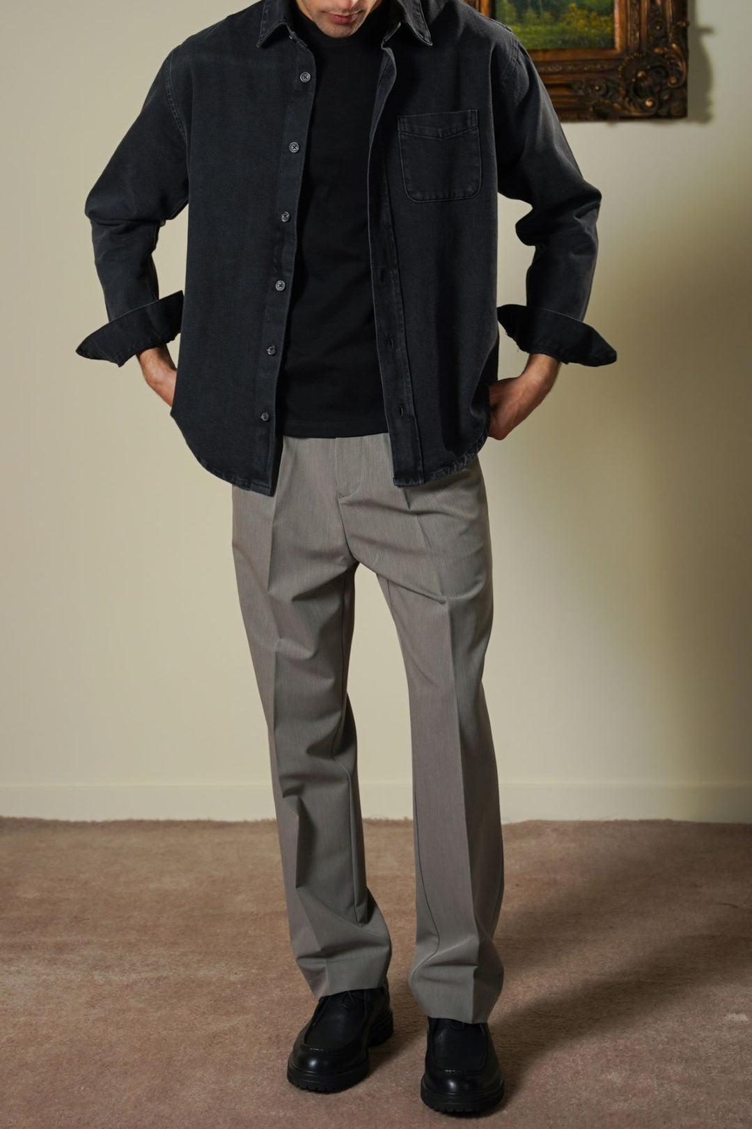 BLACK WASHED BLACK DENIM SHIRT