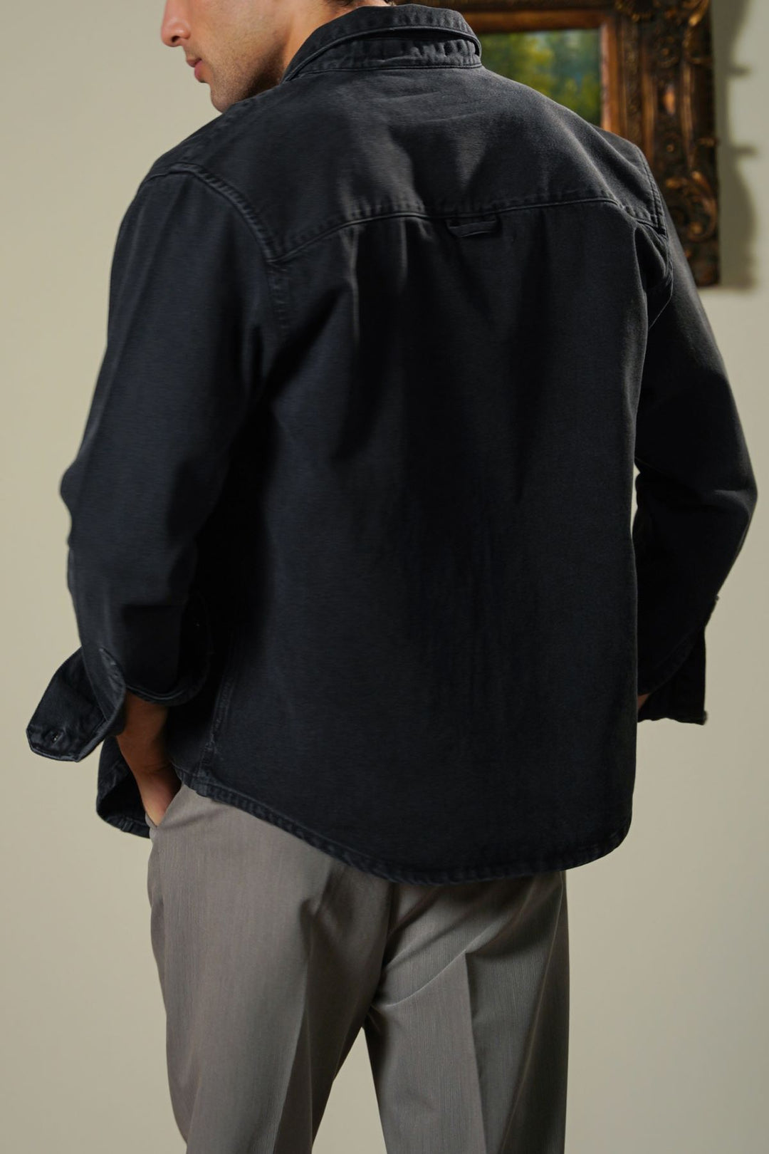 BLACK WASHED BLACK DENIM SHIRT