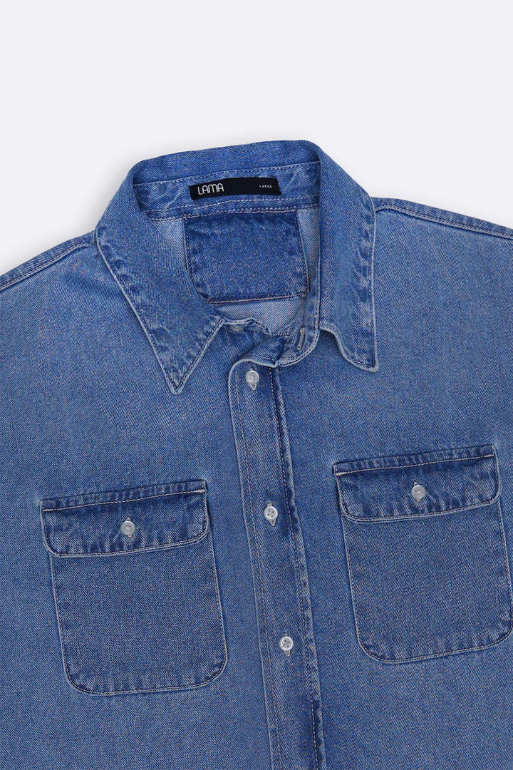 LIGHT BLUE LIGHT WASH DENIM SHIRT
