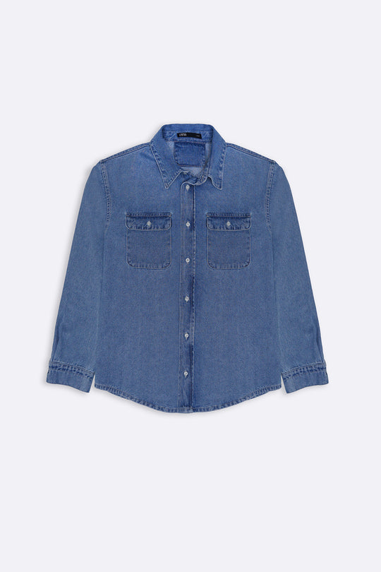 LIGHT BLUE LIGHT WASH DENIM SHIRT