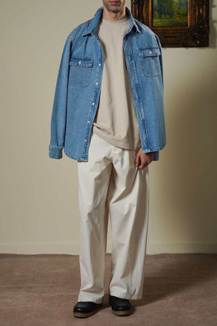 LIGHT BLUE LIGHT WASH DENIM SHIRT