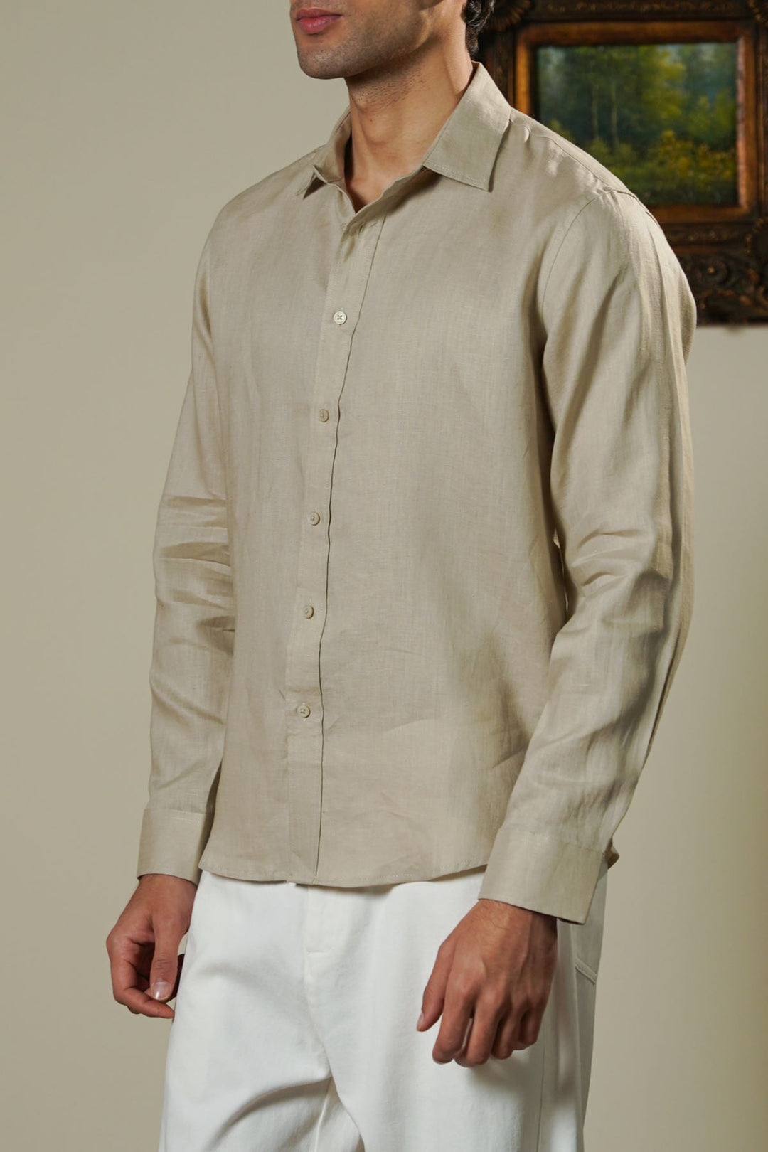 BEIGE PREMIUM LINEN SHIRT