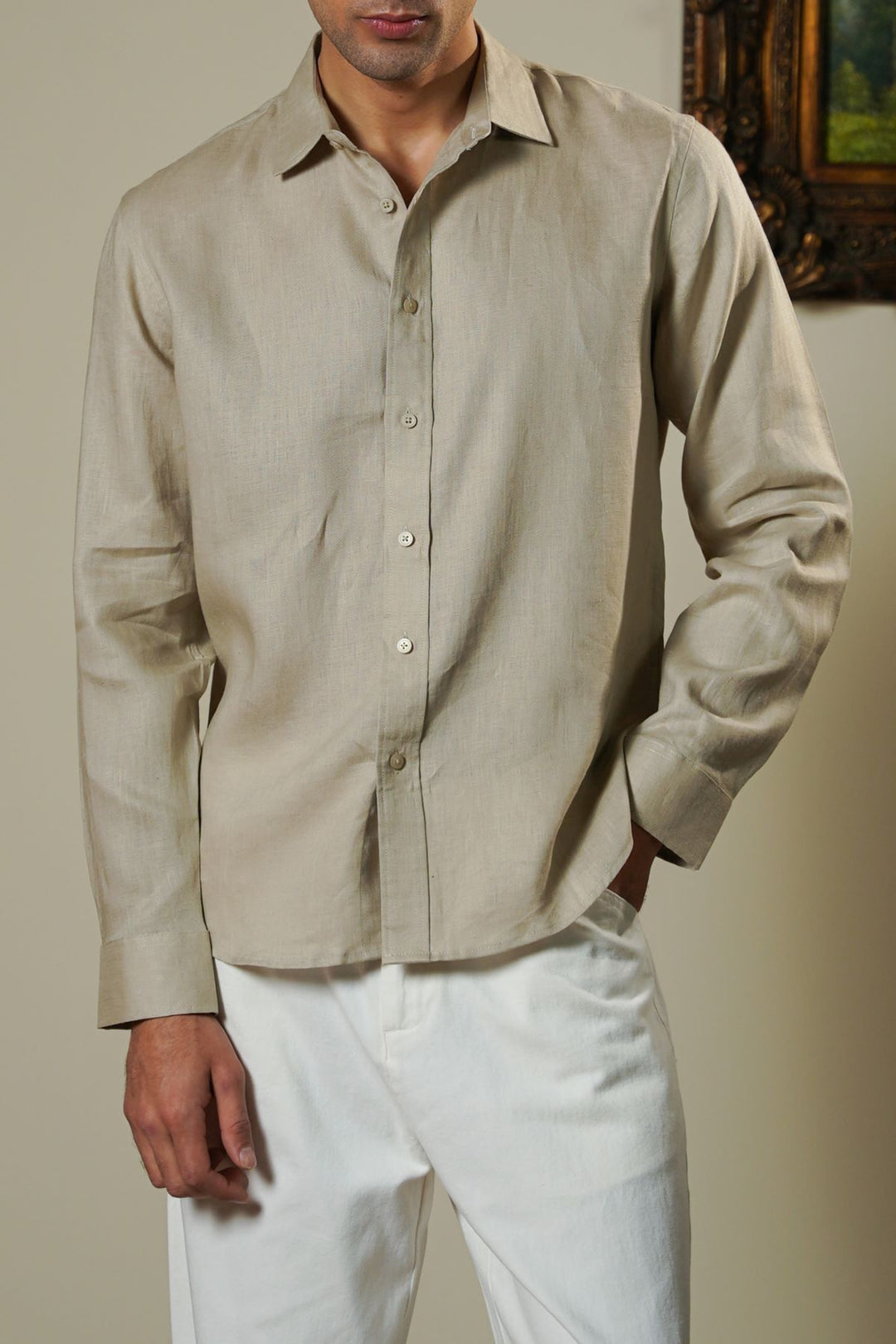 BEIGE PREMIUM LINEN SHIRT