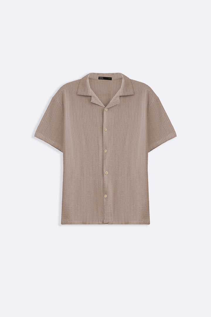 BEIGE TEXTURED RESORT SHIRT