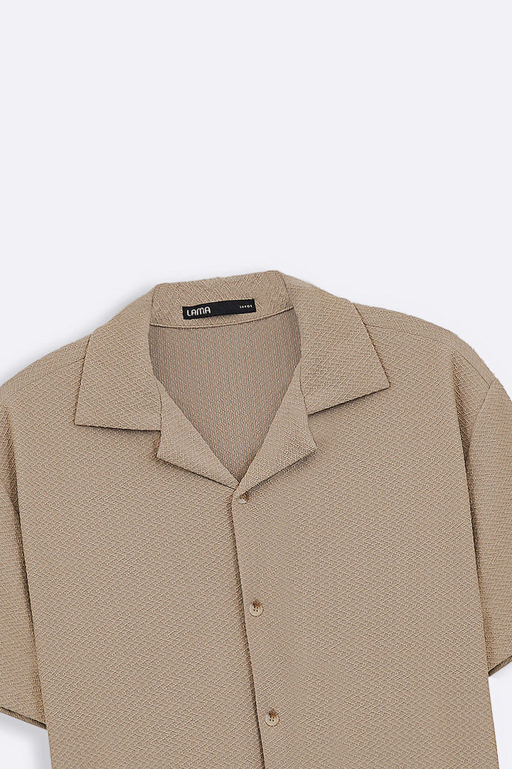 BEIGE SUMMER KNIT BUTTON DOWN