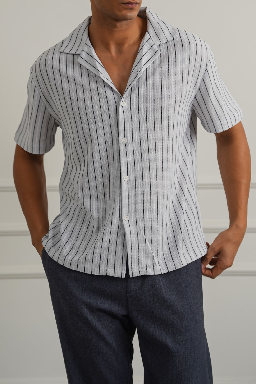 BLUE RELAXED STRIPED SAFARI