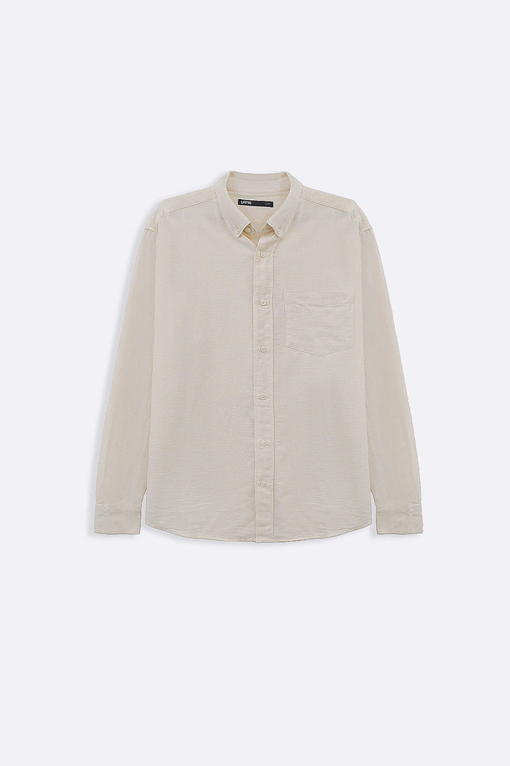 ECRU COTTON DOBBY SHIRT