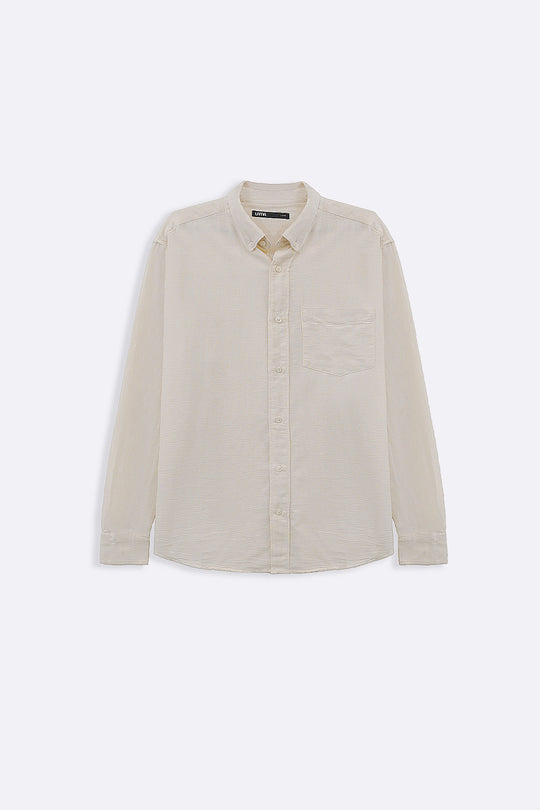 ECRU COTTON DOBBY SHIRT
