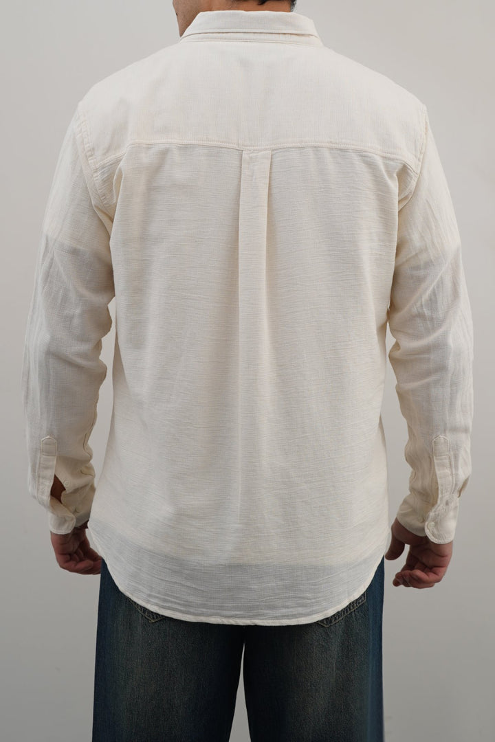 ECRU COTTON DOBBY SHIRT