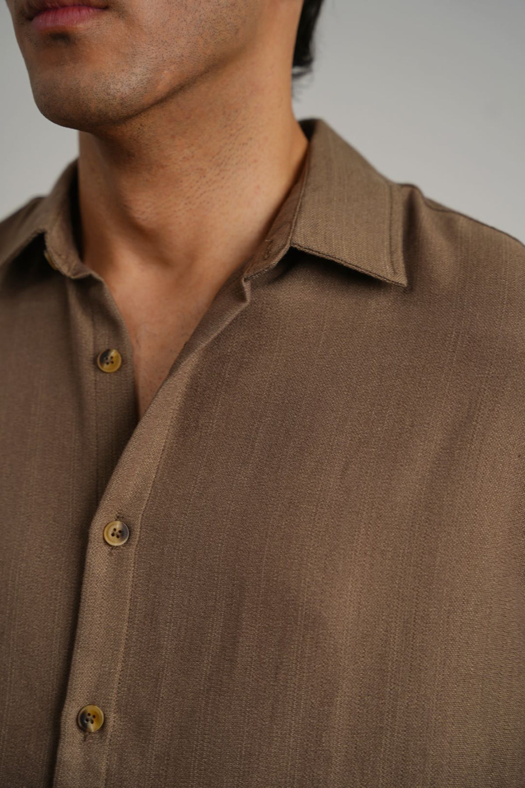 BROWN FLOWY HALF SLEEVES SHIRT