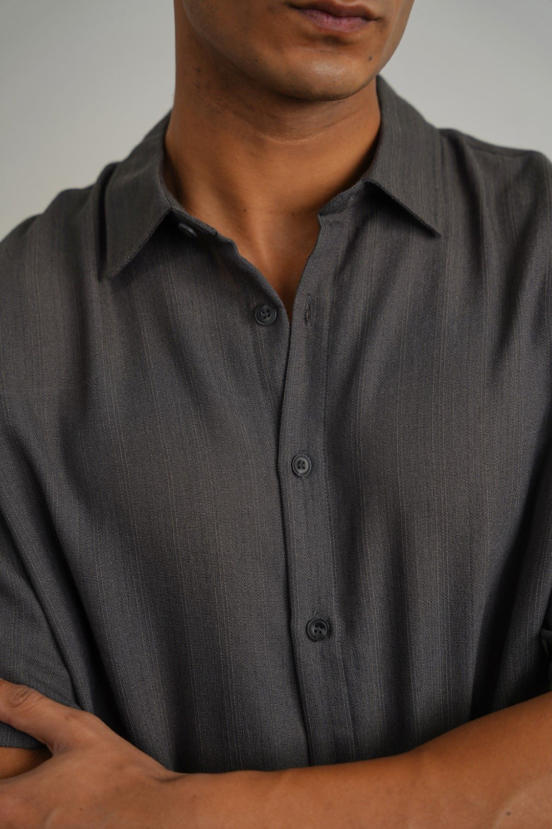 GREY FLOWY HALF SLEEVES SHIRT