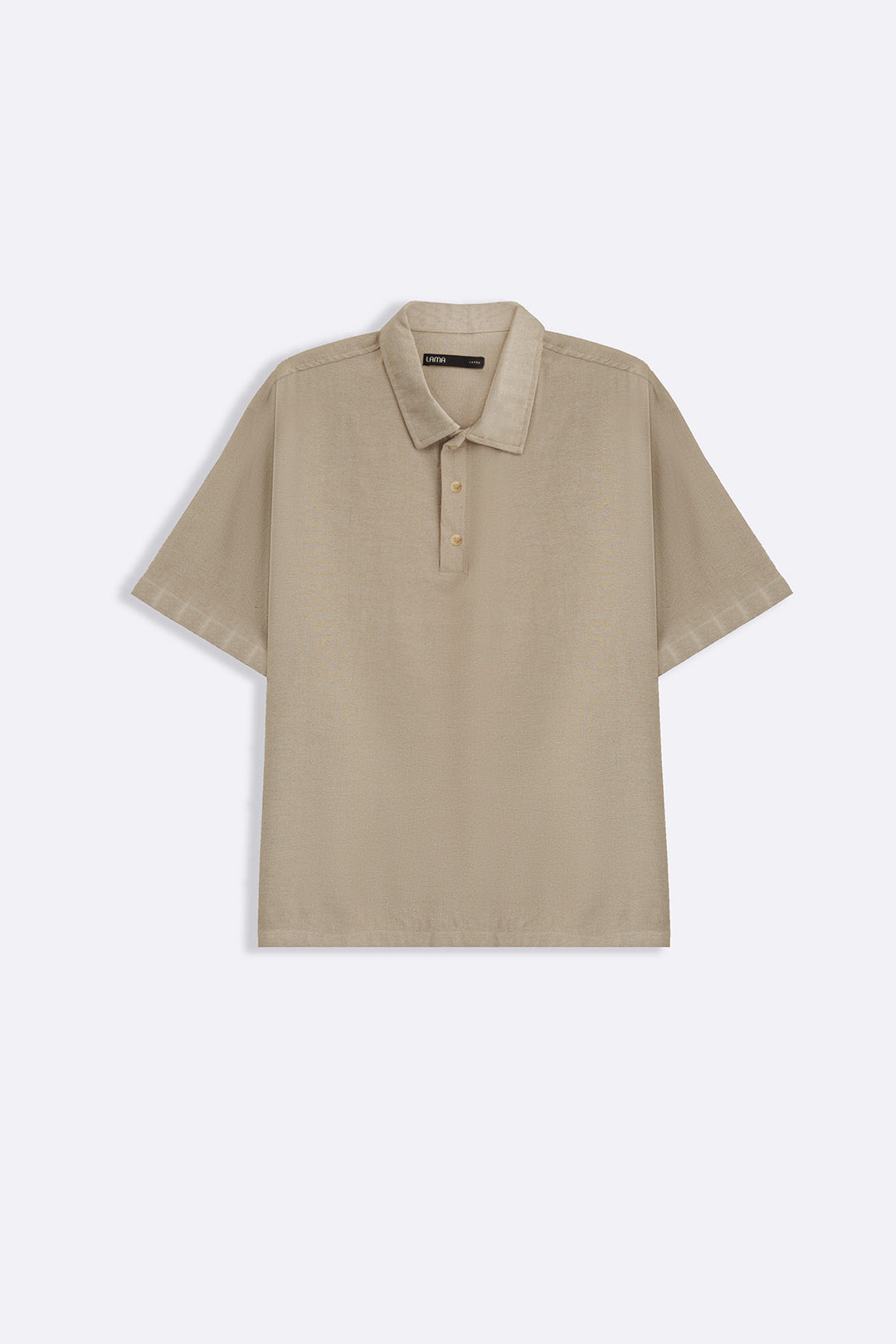 BEIGE WOVEN POLO SHIRT
