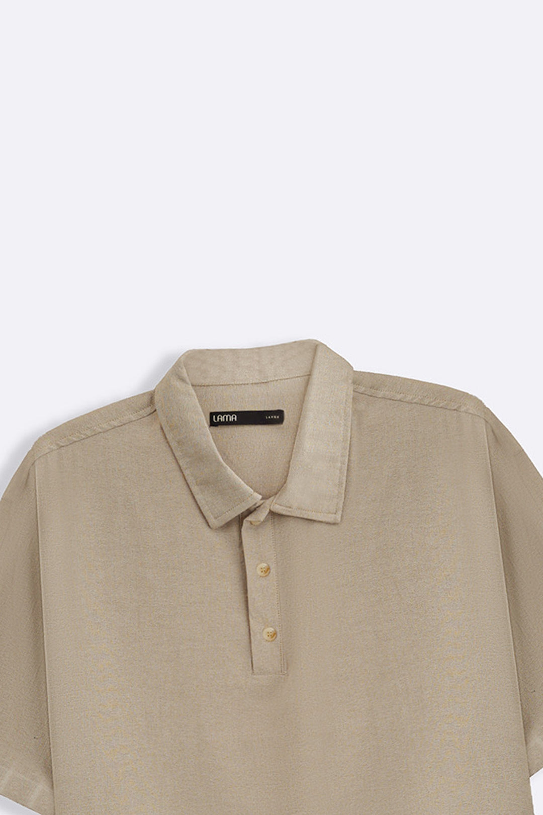BEIGE WOVEN POLO SHIRT