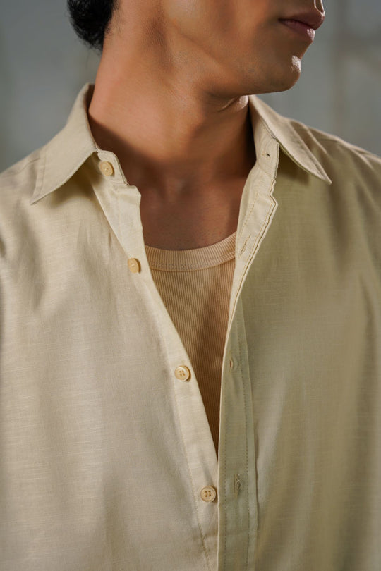 LINEN BLEND BUTTON DOWN SHIRT