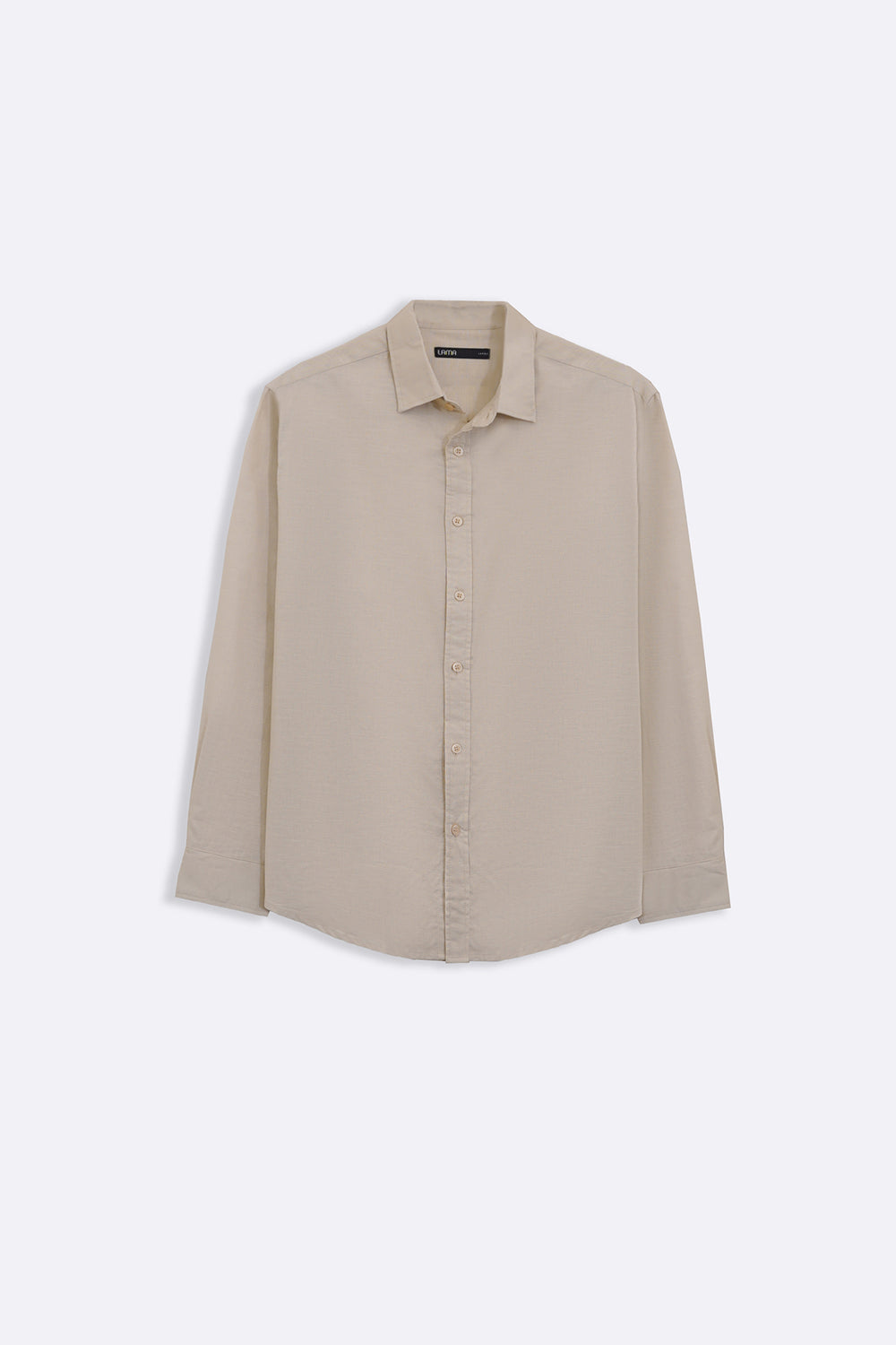 BEIGE LINEN BLEND BUTTON DOWN SHIRT