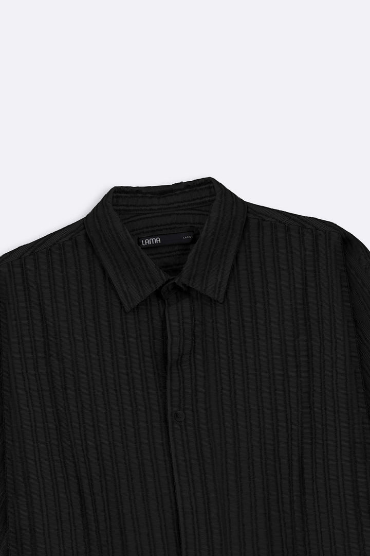 BLACK LINEAR JACQUARD SHIRT