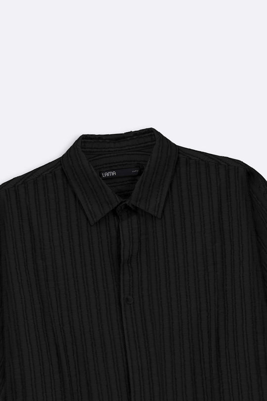 BLACK LINEAR JACQUARD SHIRT