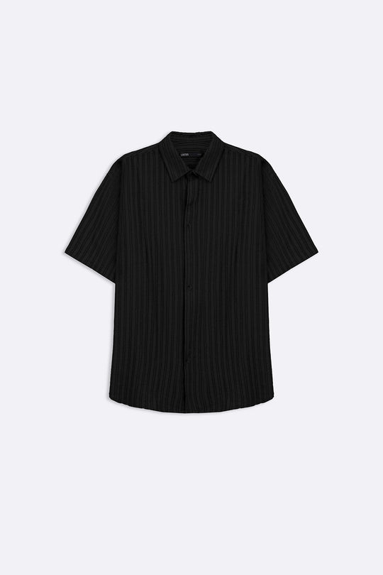 BLACK LINEAR JACQUARD SHIRT
