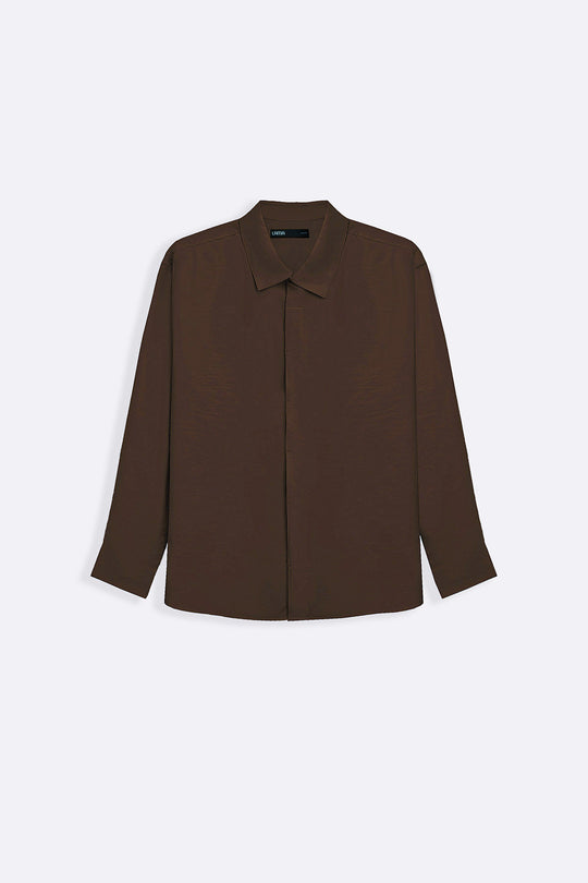 COFFEE STONEWASH FLOWY SHIRT