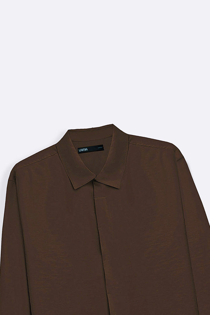 COFFEE STONEWASH FLOWY SHIRT