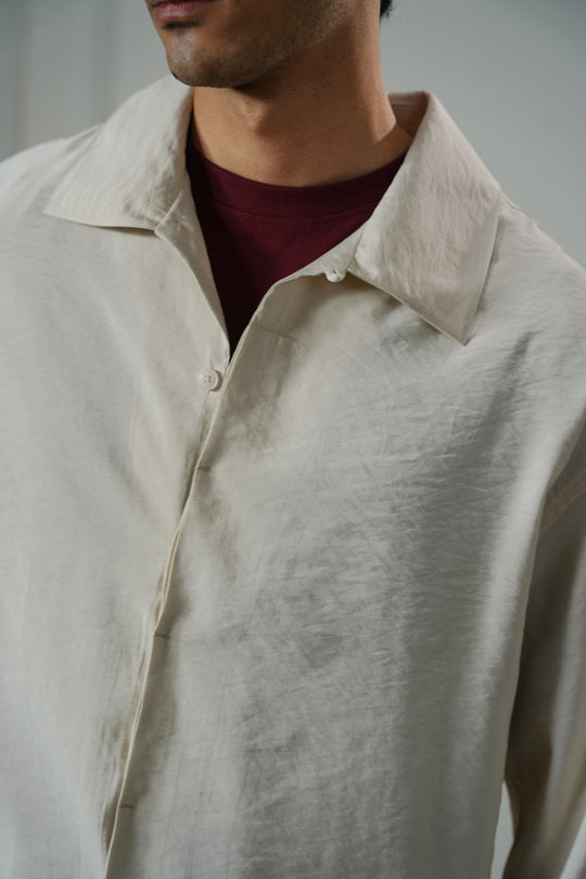 CREAM STONEWASH FLOWY SHIRT