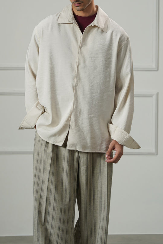 CREAM STONEWASH FLOWY SHIRT
