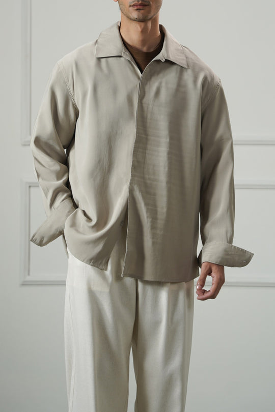 TAUPE STONEWASH FLOWY SHIRT