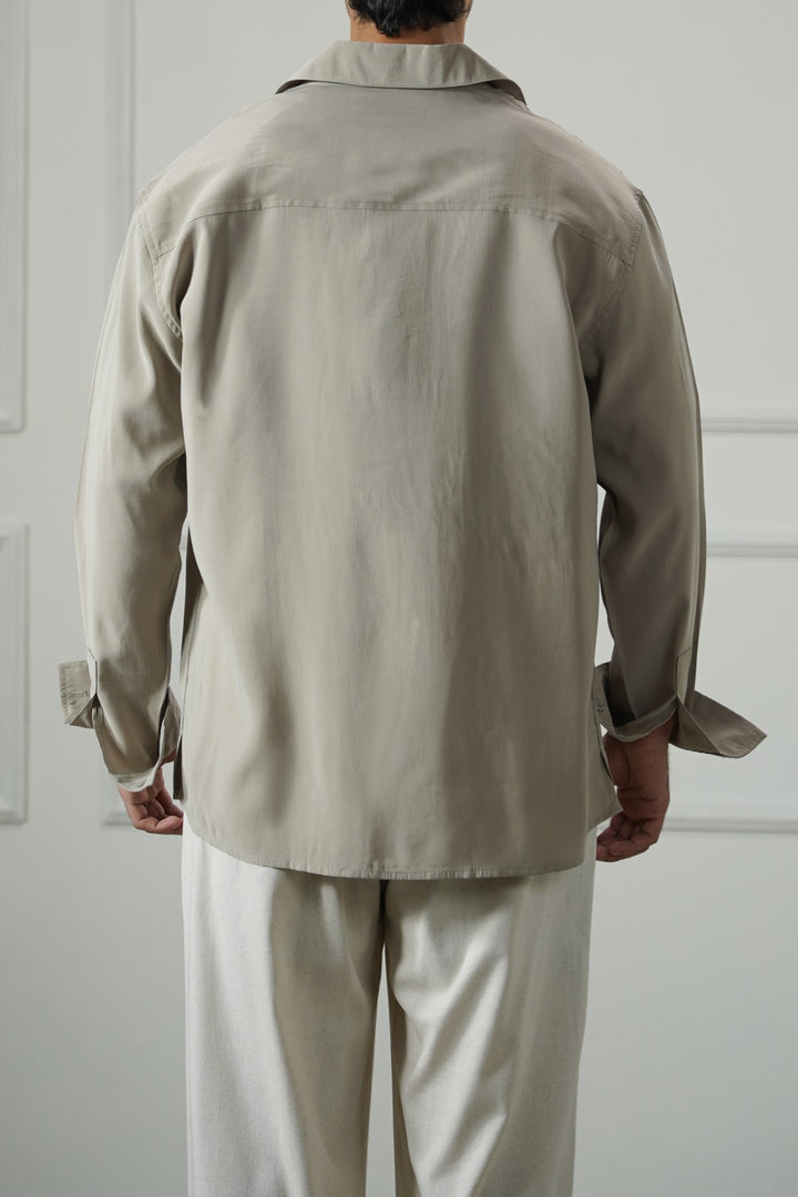 TAUPE STONEWASH FLOWY SHIRT