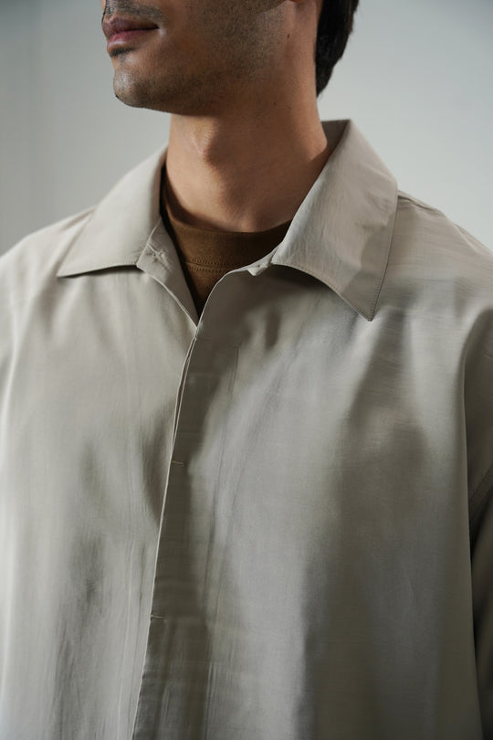 TAUPE STONEWASH FLOWY SHIRT
