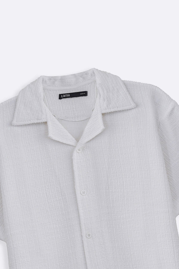 WHITE RESORT TEXTURED SHIRT