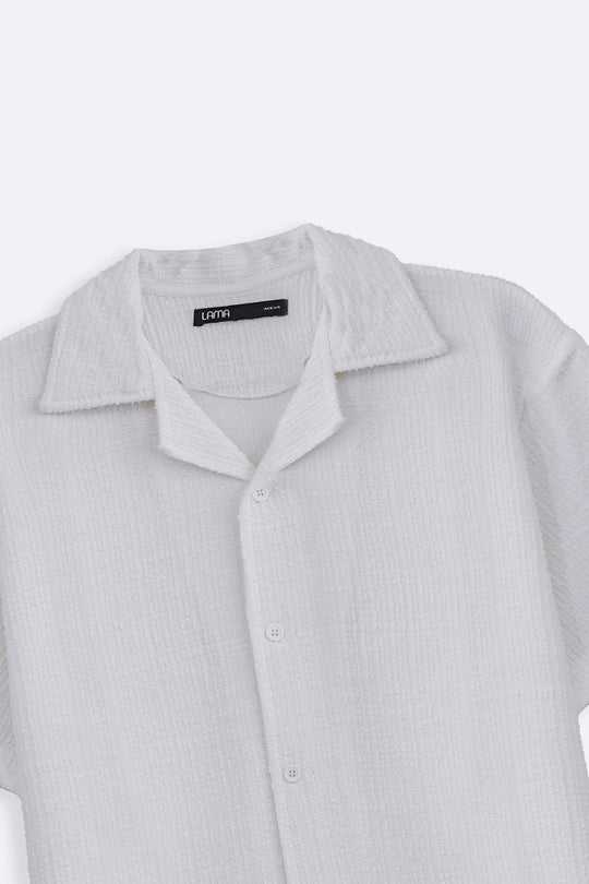 WHITE RESORT TEXTURED SHIRT